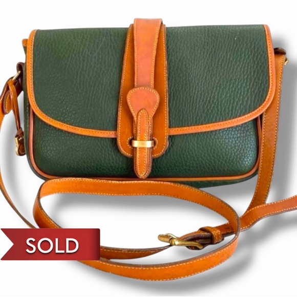 Dooney & Bourke Handbags - Dooney & Bourke Vintage All-Weather Leather Crossbody Bag – Green & Tan Trim